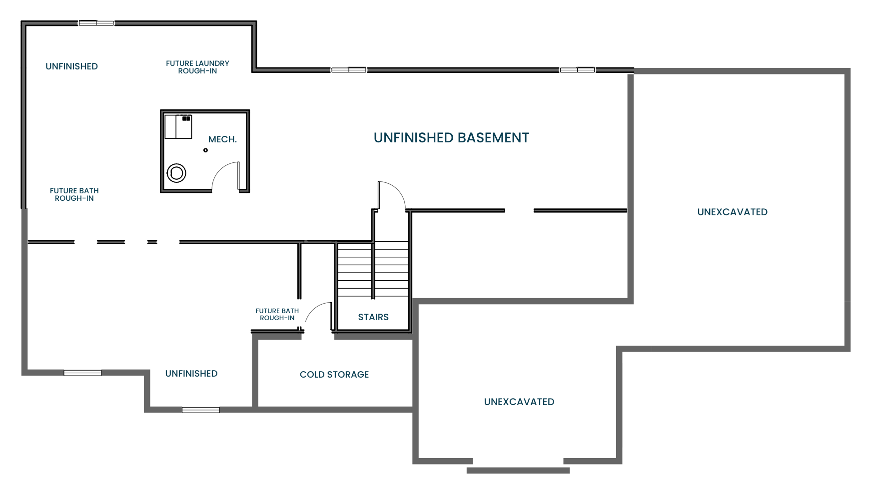 Unfinished Basement floor plan for 967 N 75 W, Mendon