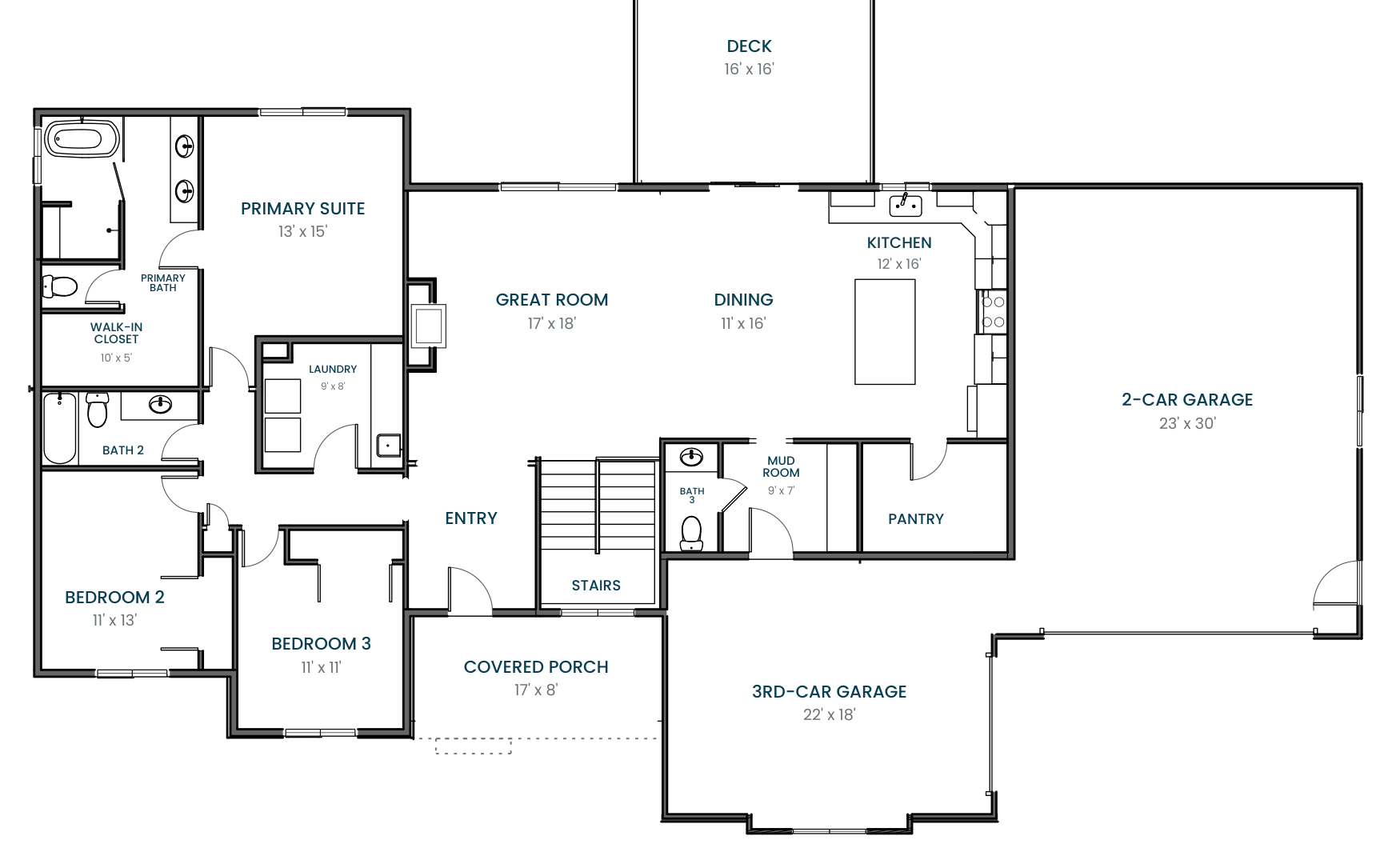 Main Level floor plan for 967 N 75 W, Mendon