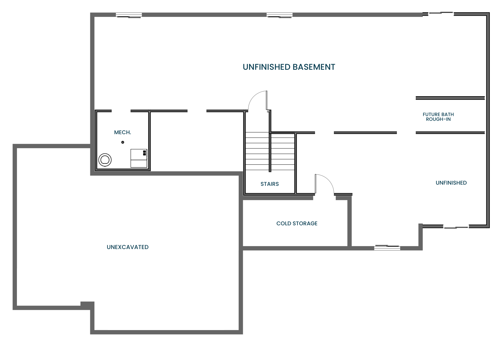 Unfinished Basement floor plan for 1124 E 160 N, Hyde Park