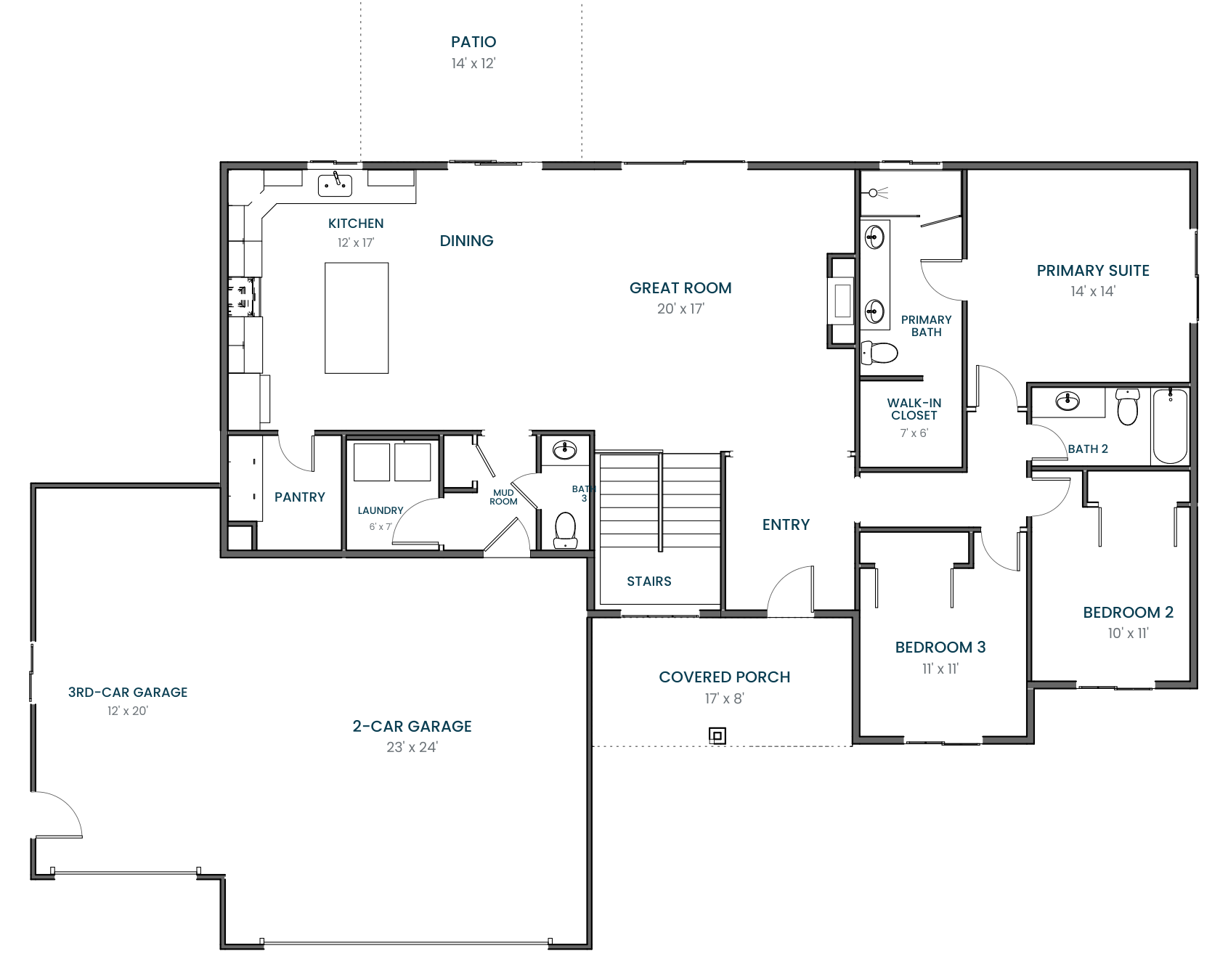 Main Level floor plan for 1124 E 160 N, Hyde Park