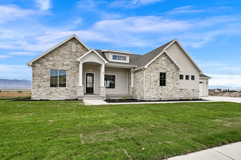 Front elevation of The Sterling from the side, with Cache Valley behind